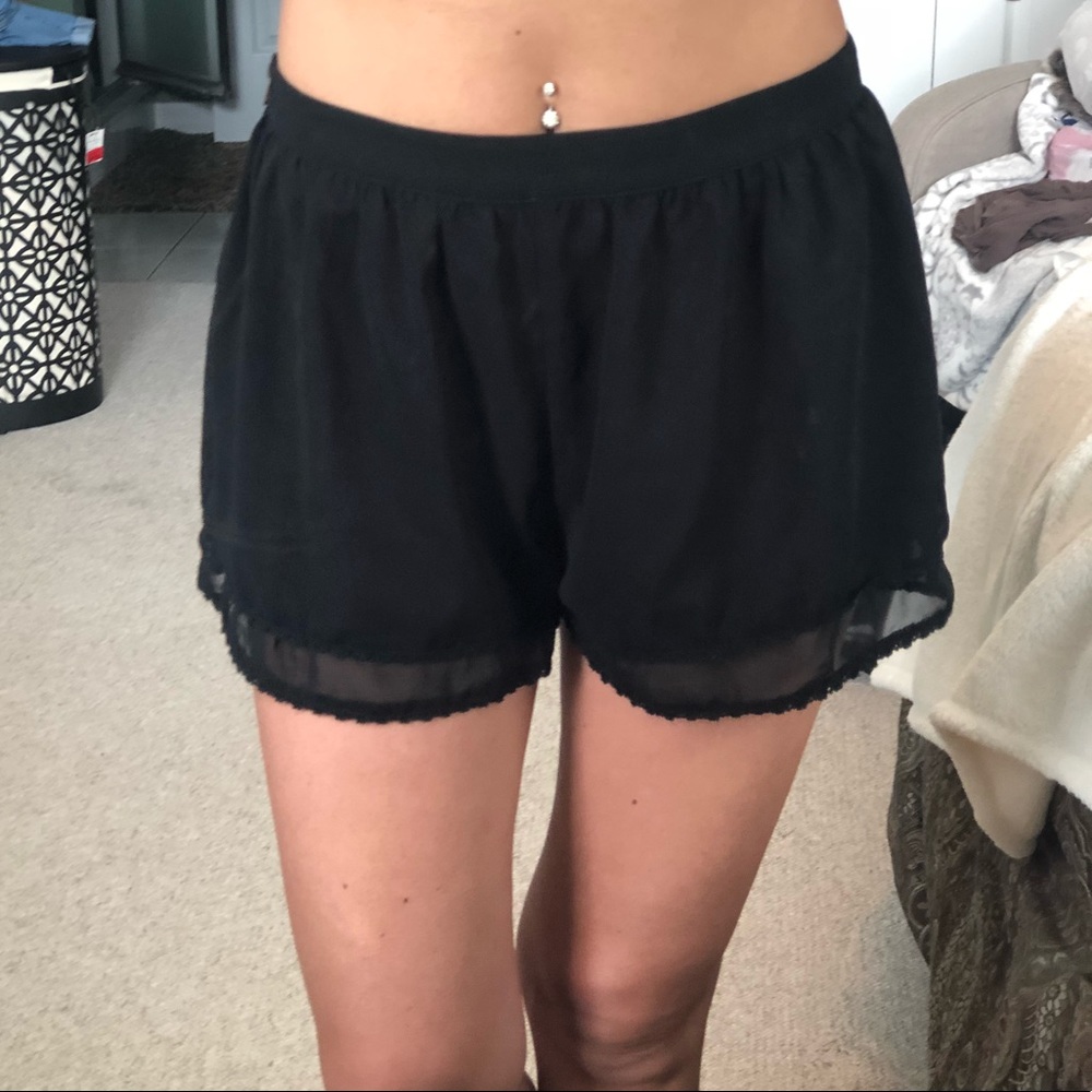 🎀Black Sheer Flow Lace Shorts🎀